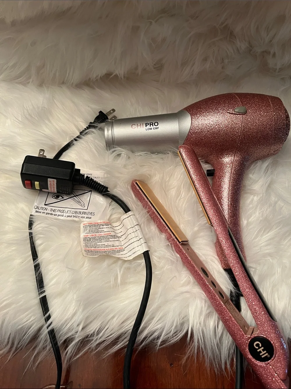 CHI Glitter Pink Hair Dryer and Flat Iron Set